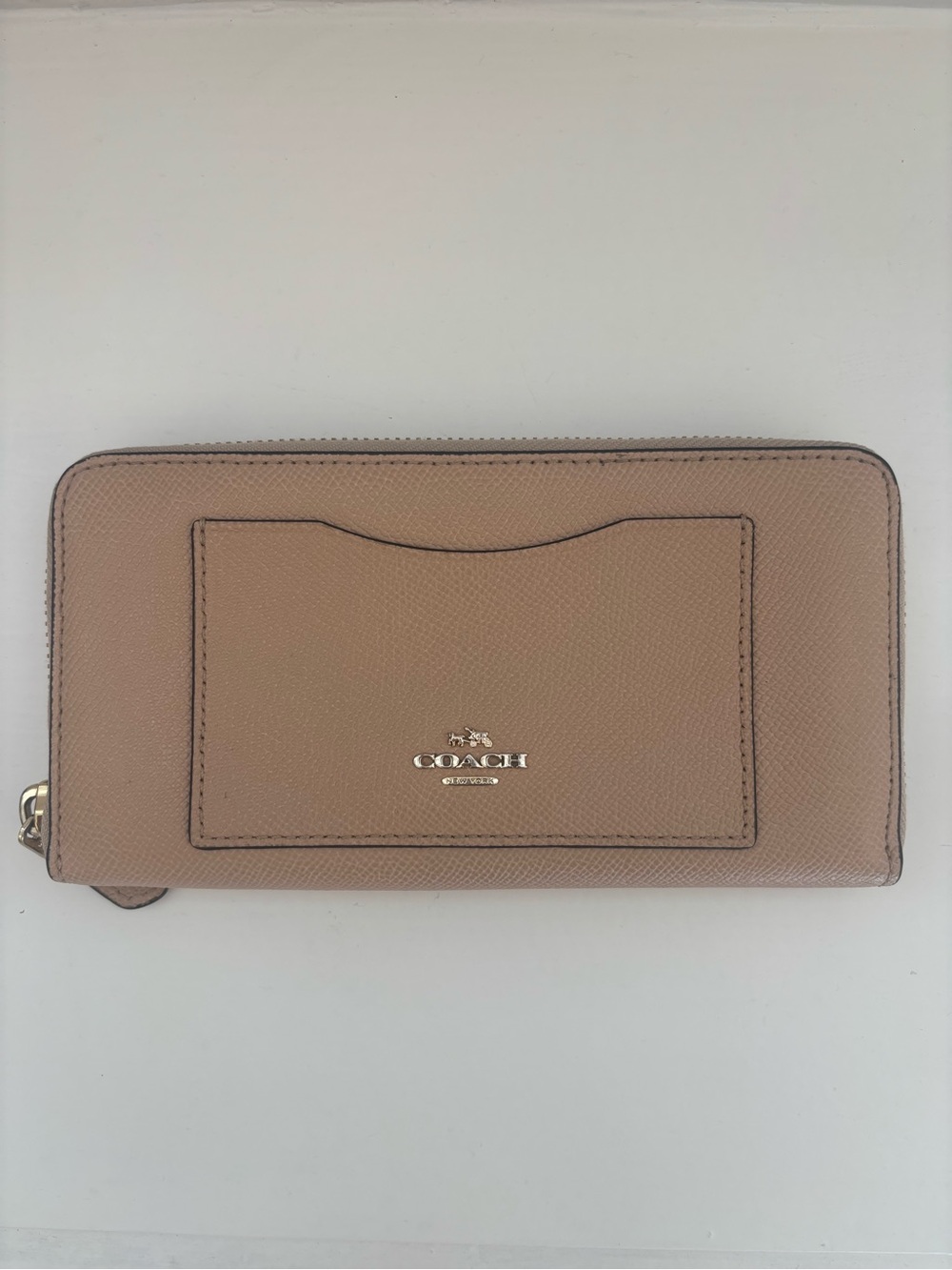 Coach Taupe Leather Zip-Around Wallet with Exterior Card Slot - Picture 1 of 12